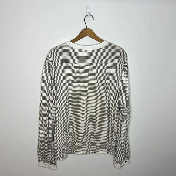 DOLAN Anthropologie Popover Henley Buttoned Ferry Striped Long Sleeve Blouse - Picture 8 of 11
